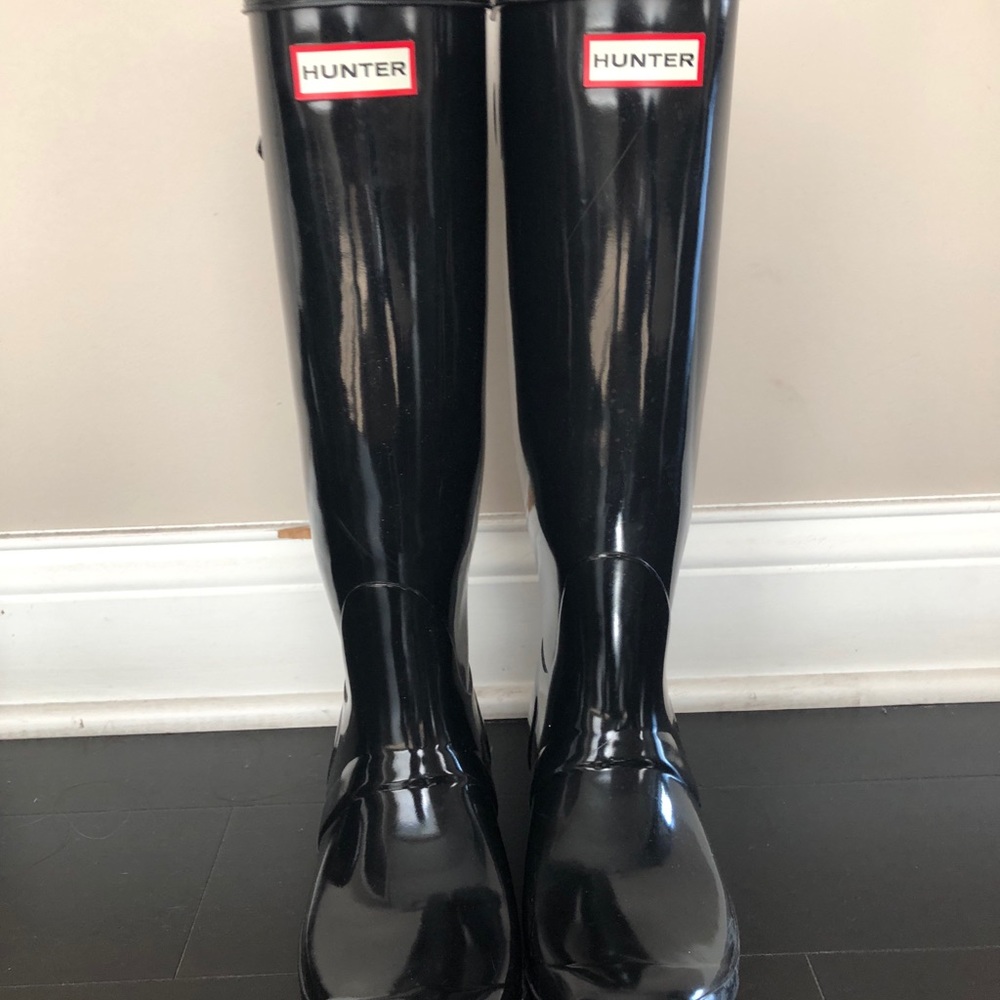 Tall Glossy Black Hunter Boots